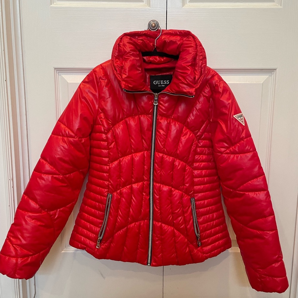 Red GUESS Puffer Jacket